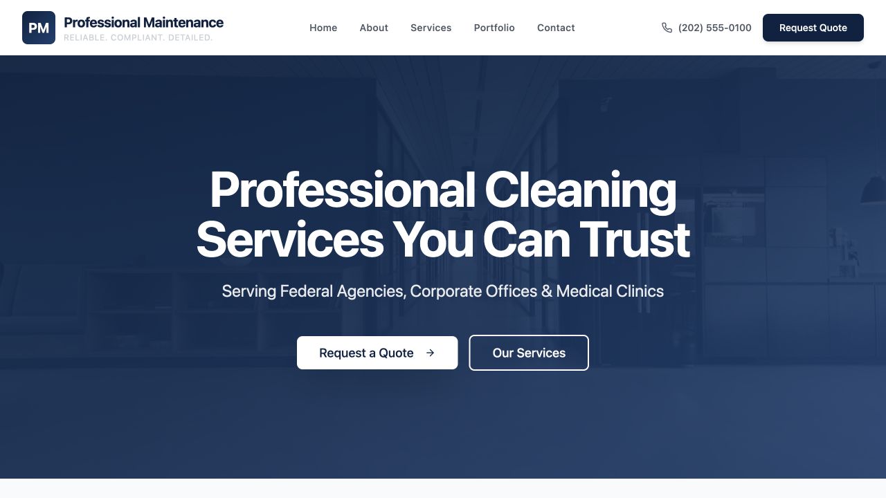 Professional Maintenance website preview
